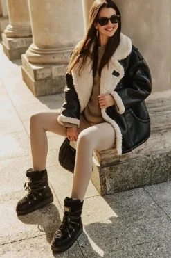 Sale D.Franklin Śniegowce Na Platformie Wegańskie DFSH370004 Czarne Czarny