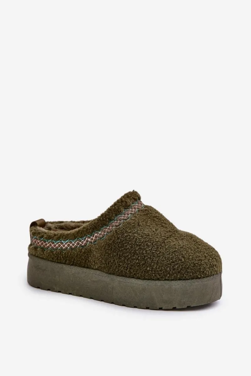 Śniegowce Damskie|Kapcie Klasyczne>Boto Śniegowce Na Platformie Z Futerkiem Typu Baranek Ciemnozielone Mesirra