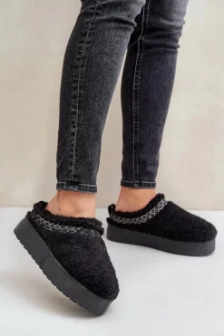 Online Śniegowce Na Platformie Z Futerkiem Typu Baranek Czarne Mesirra Damskie Śniegowce Damskie|Kapcie Klasyczne