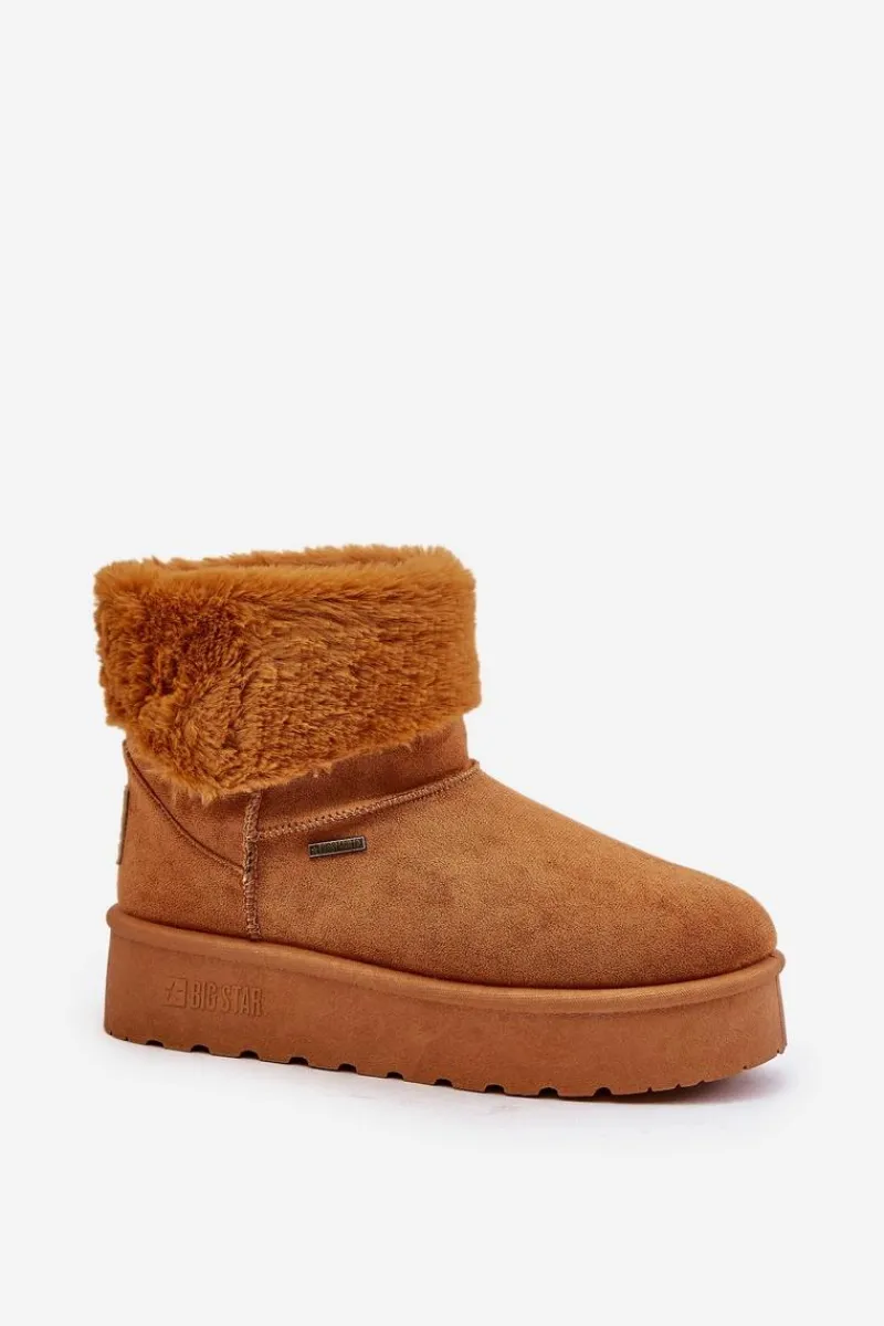 Sale Śniegowce Na Platformie Z Futerkiem Big Star OO274A106 Camel Damskie Śniegowce Damskie