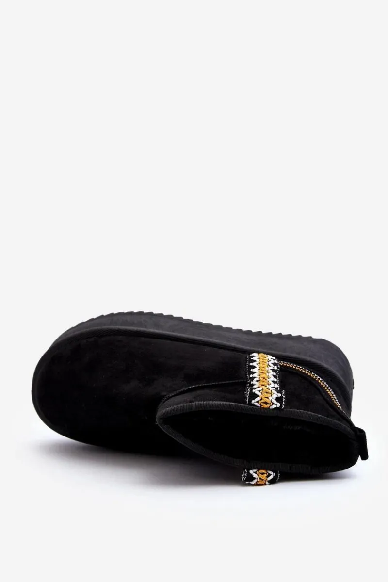 Śniegowce Damskie>Boto Śniegowce Na Platformie Ze Wzorem Czarne Udra Czarny