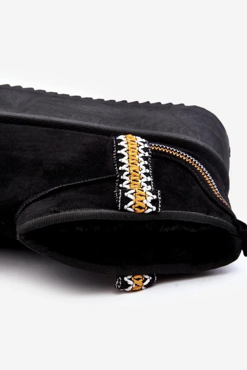 Śniegowce Damskie>Boto Śniegowce Na Platformie Ze Wzorem Czarne Udra Czarny