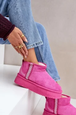 Clearance Śniegowce Na Platformie Ze Wzorem Różowe Udra Damskie Śniegowce Damskie