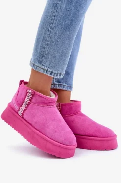 Clearance Śniegowce Na Platformie Ze Wzorem Różowe Udra Damskie Śniegowce Damskie