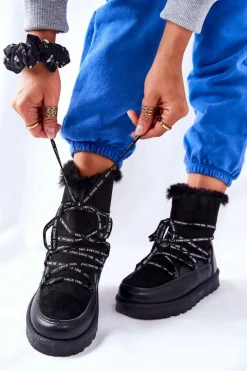 Best Boto Śniegowce Ocieplane Futerkiem Na Platformie Czarne Salemi