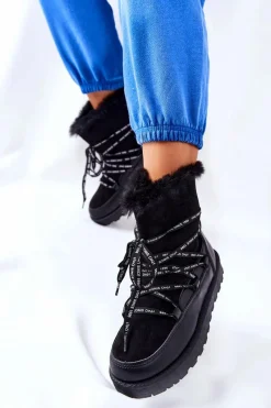 Best Boto Śniegowce Ocieplane Futerkiem Na Platformie Czarne Salemi