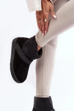 Śniegowce Damskie>Big Star Shoes Śniegowce Ocieplane Na Platformie Czarne Big Star MM274151 Czarny