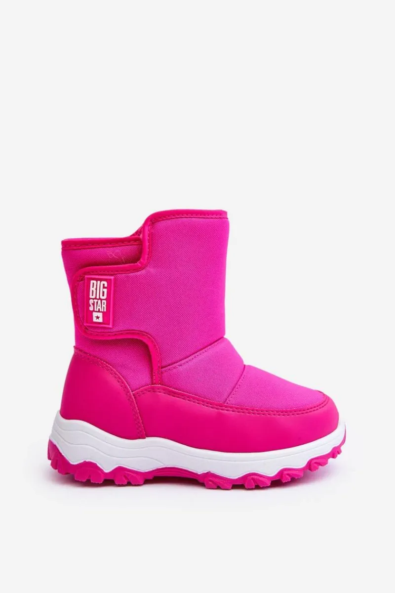 Online Śniegowce Ocieplane Na Rzep Dziecięce Różowe Big Star MM374121 Dzieci Dziewczęce