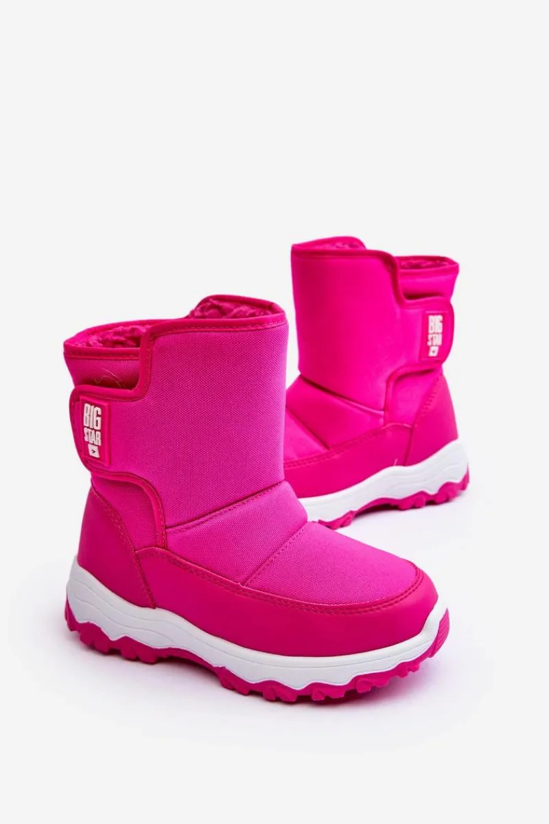 Online Śniegowce Ocieplane Na Rzep Dziecięce Różowe Big Star MM374121 Dzieci Dziewczęce
