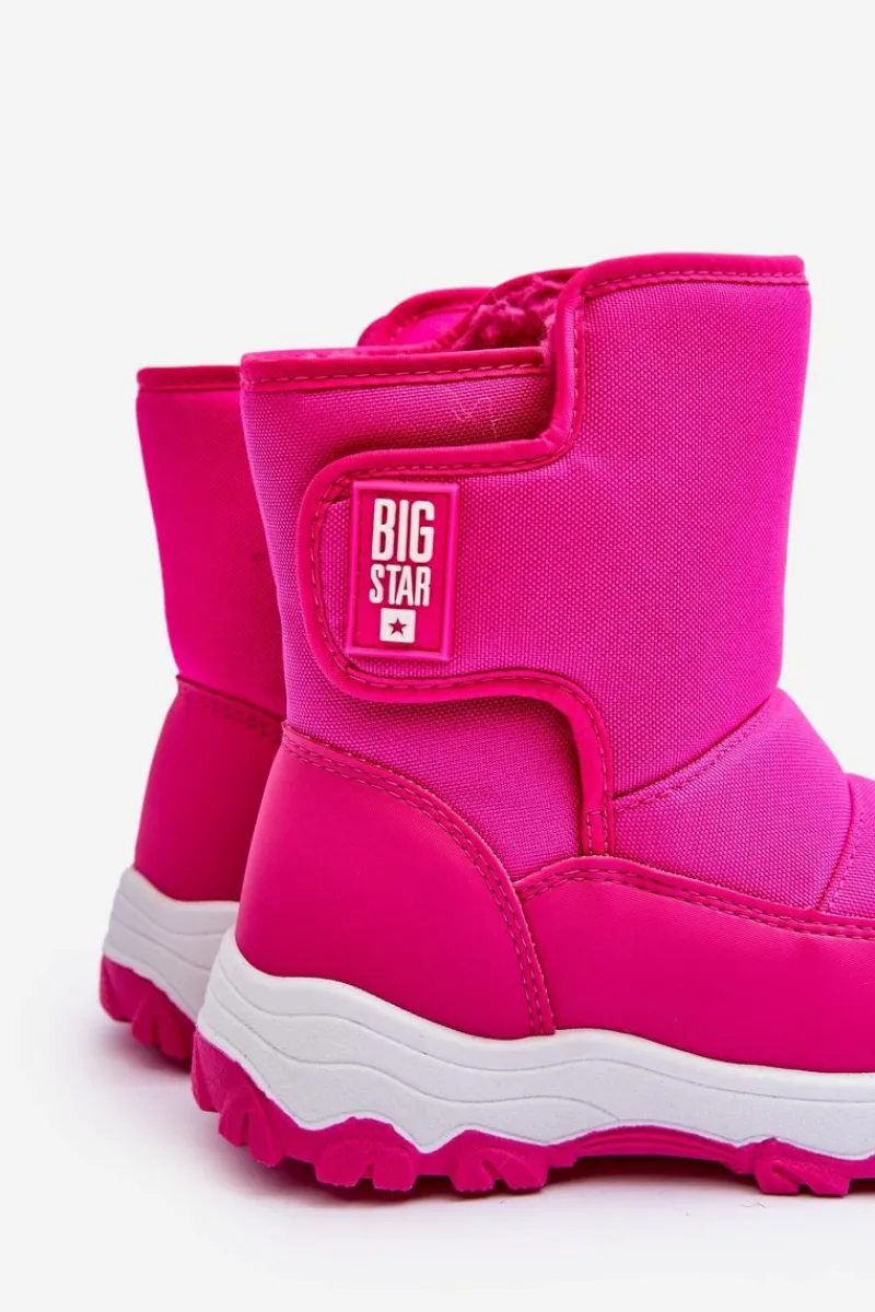 Online Śniegowce Ocieplane Na Rzep Dziecięce Różowe Big Star MM374121 Dzieci Dziewczęce