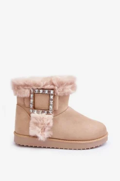 Śniegowce Damskie></noscript>Boto Śniegowce Ocieplane Z Klamrą Beżowe Dulca Beżowy