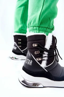 Sale Big Star Shoes Śniegowce Wiązane Big Star II274279 Czarne