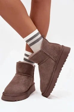 Hot Buty damskie Vinceza Śniegowce Z Naturalnego Zamszu Ocieplane Futerkiem Vinceza 97961 Brązowe Brązowy