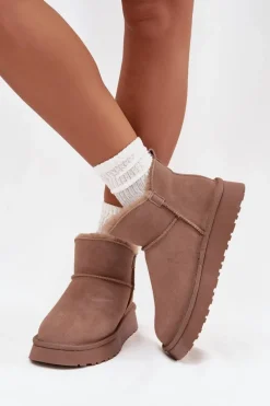 New Buty damskie Vinceza Śniegowce Z Naturalnego Zamszu Ocieplane Futerkiem Vinceza 97961 Beżowe Beżowy