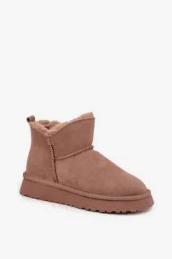 New Buty damskie Vinceza Śniegowce Z Naturalnego Zamszu Ocieplane Futerkiem Vinceza 97961 Beżowe Beżowy