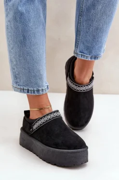 Śniegowce Damskie|Kapcie Klasyczne>Boto Śniegowce Z Ozdobnym Haftem Czarne Selithria Czarny