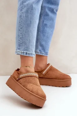 New Śniegowce Z Ozdobnym Haftem Camel Selithria Damskie Śniegowce Damskie|Kapcie Klasyczne