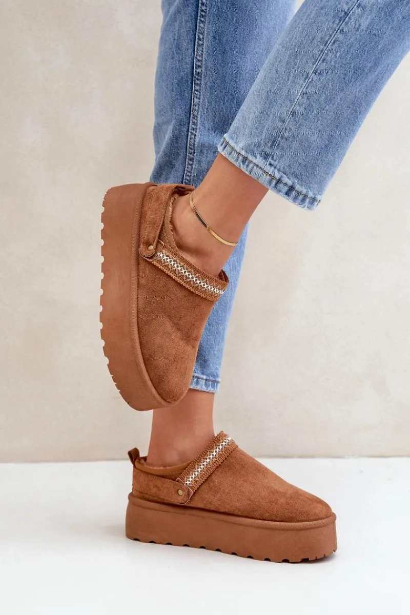 New Śniegowce Z Ozdobnym Haftem Camel Selithria Damskie Śniegowce Damskie|Kapcie Klasyczne