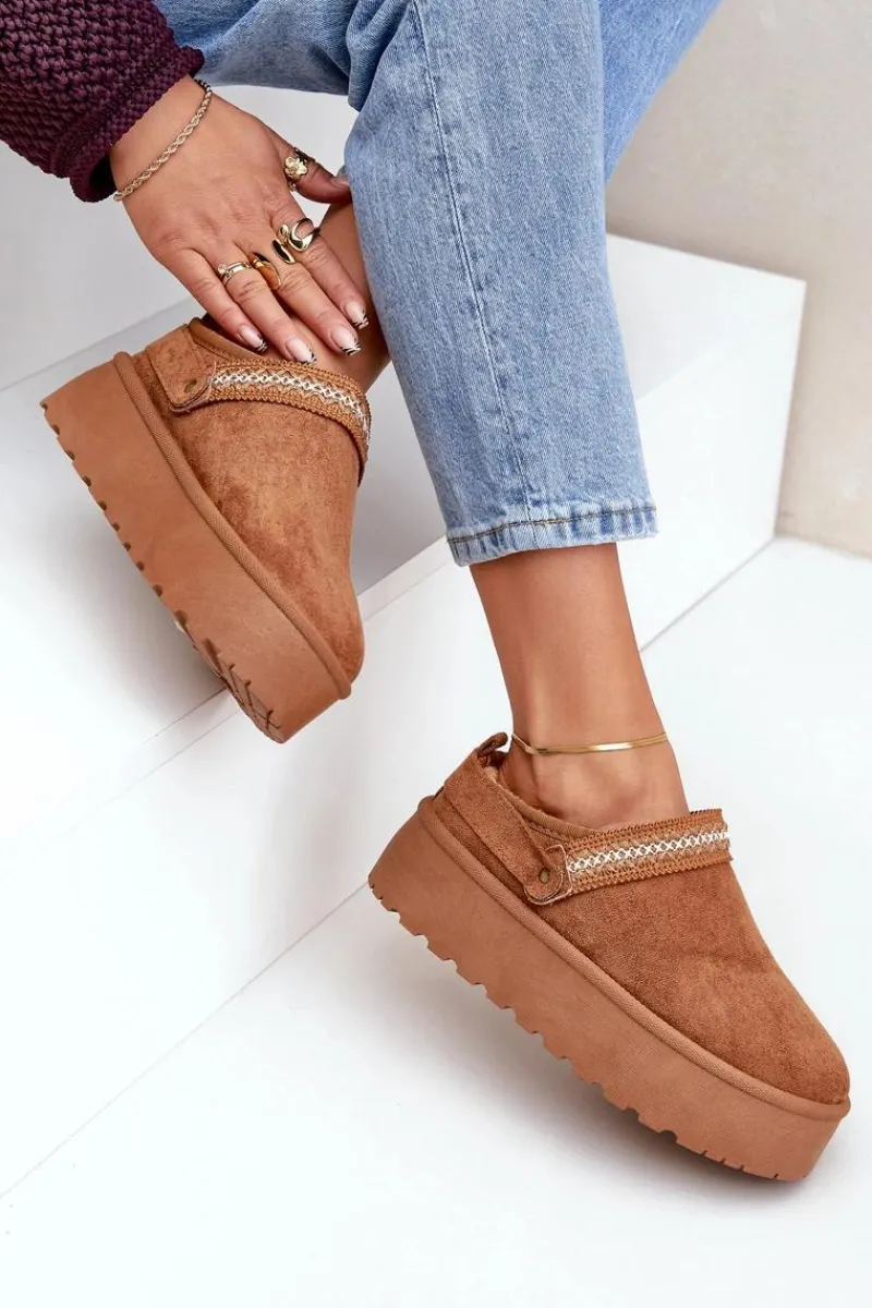 New Śniegowce Z Ozdobnym Haftem Camel Selithria Damskie Śniegowce Damskie|Kapcie Klasyczne