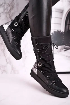 Botki Sznurowane|Czarne Botki><noscript><img width=