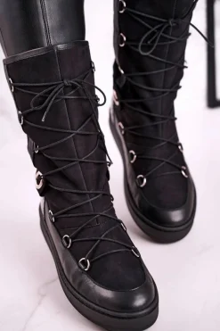 Botki Sznurowane|Czarne Botki><noscript><img width=