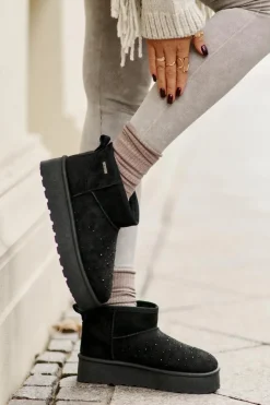 Śniegowce Damskie>Big Star Shoes Śniegowce Ze Zdobieniem Na Platformie Big Star OO274A105 Czarne Czarny