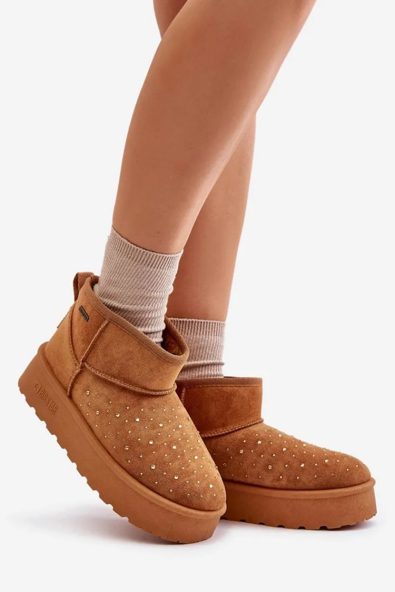 Śniegowce Damskie>Big Star Shoes Śniegowce Ze Zdobieniem Na Platformie Big Star OO274A104 Camel Brązowy