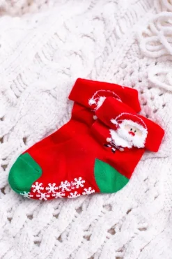 Outlet Niemowlęce Dziecięce Świąteczne Skarpetki Antypoślizgowe Z Mikołajem 3 Skarpetki|Skarpetki