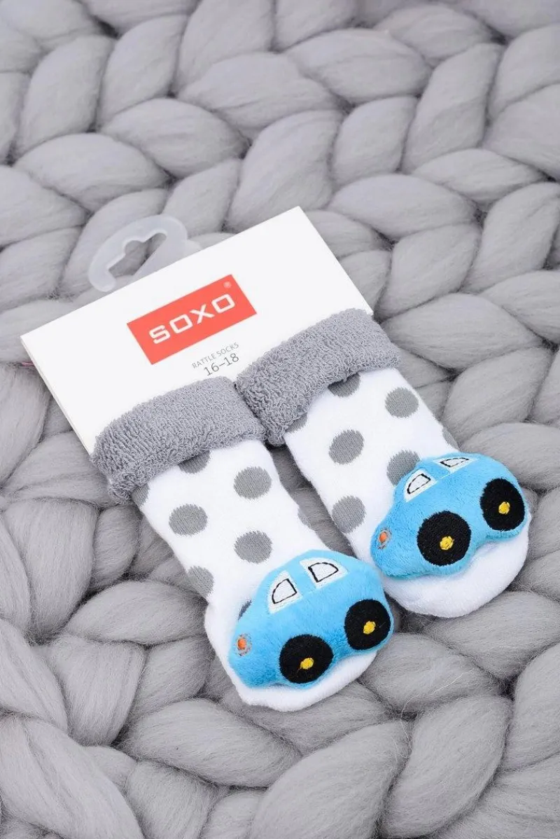Sale Boto Niemowlęce Skarpetki z Grzechotką Samochodzik Soxo