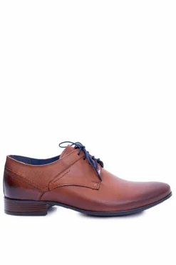 Outlet Nikopol 1622 Męskie Brązowe Skórzane Wizytowe Półbuty Męskie Półbuty Eleganckie