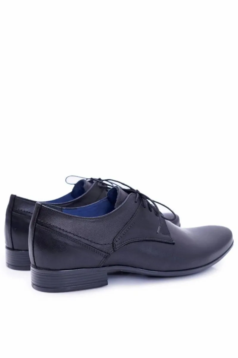 Clearance Boto Nikopol 1622 Męskie Czarne Skórzane Wizytowe Półbuty