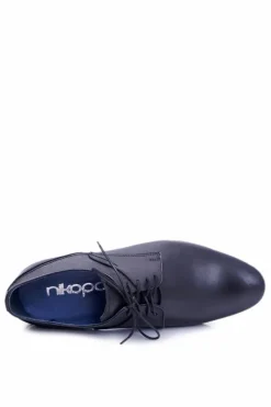 Clearance Boto Nikopol 1622 Męskie Czarne Skórzane Wizytowe Półbuty