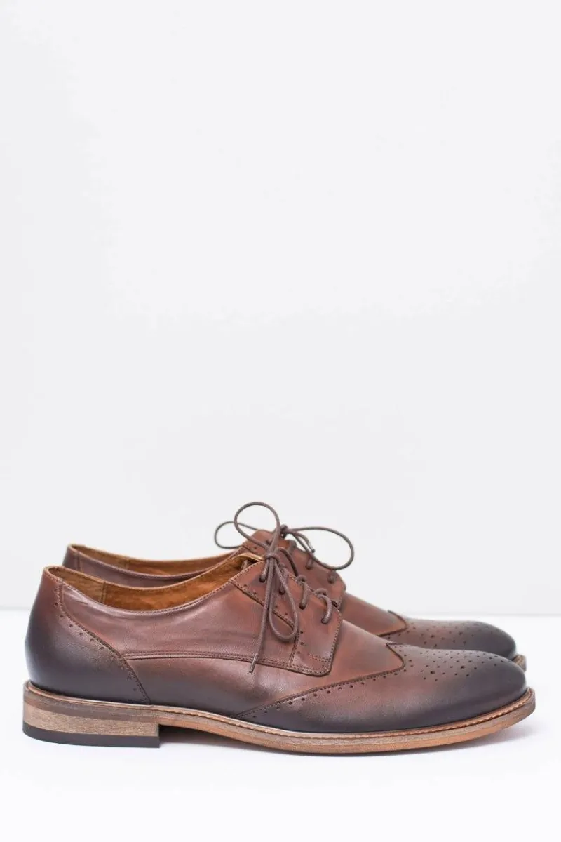 Discount Nikopol Brązowe Skórzane Męskie Eleganckie Półbuty Mortes Męskie Półbuty Eleganckie