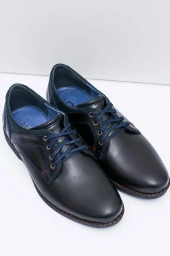 Półbuty Casual></noscript>Boto Nikopol Czarne Skórzane Męskie Półbuty Casual Jericho