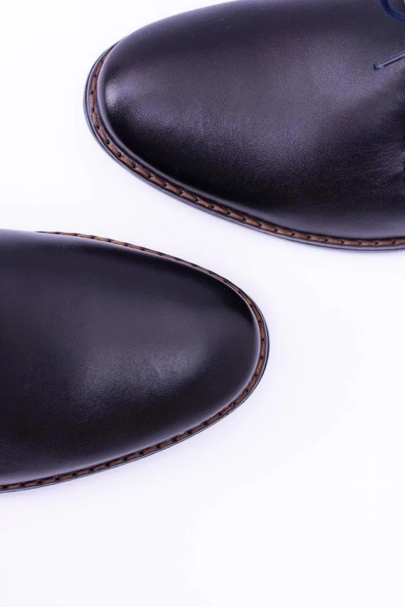 Online Nikopol Czarne Skórzane Męskie Półbuty Zinedine Męskie Półbuty Casual