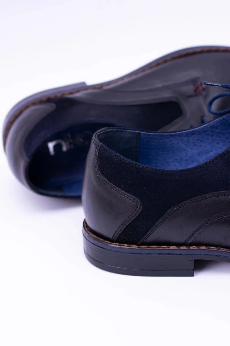 Online Nikopol Czarne Skórzane Męskie Półbuty Zinedine Męskie Półbuty Casual