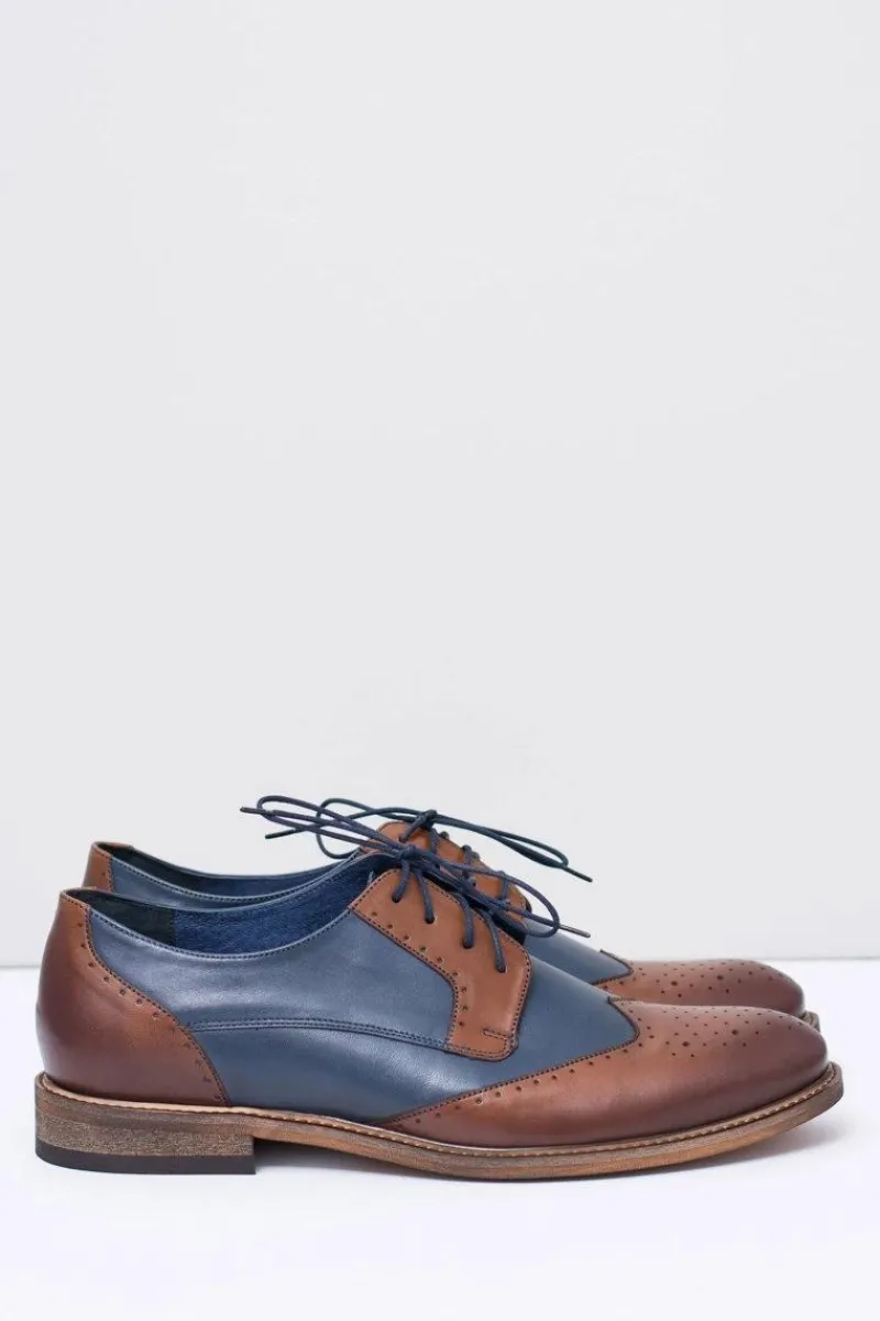 Boto Nikopol Granatowe Skórzane Męskie Eleganckie Półbuty Mortes