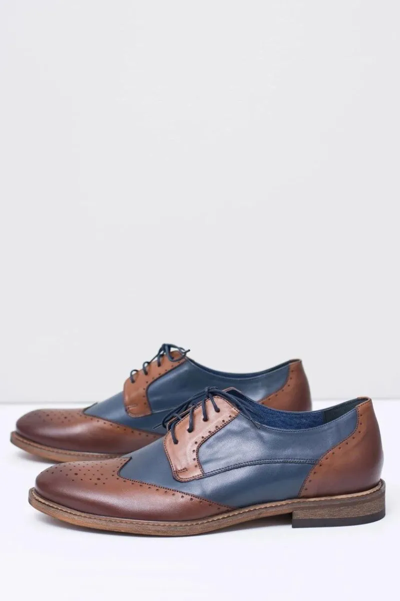 Boto Nikopol Granatowe Skórzane Męskie Eleganckie Półbuty Mortes