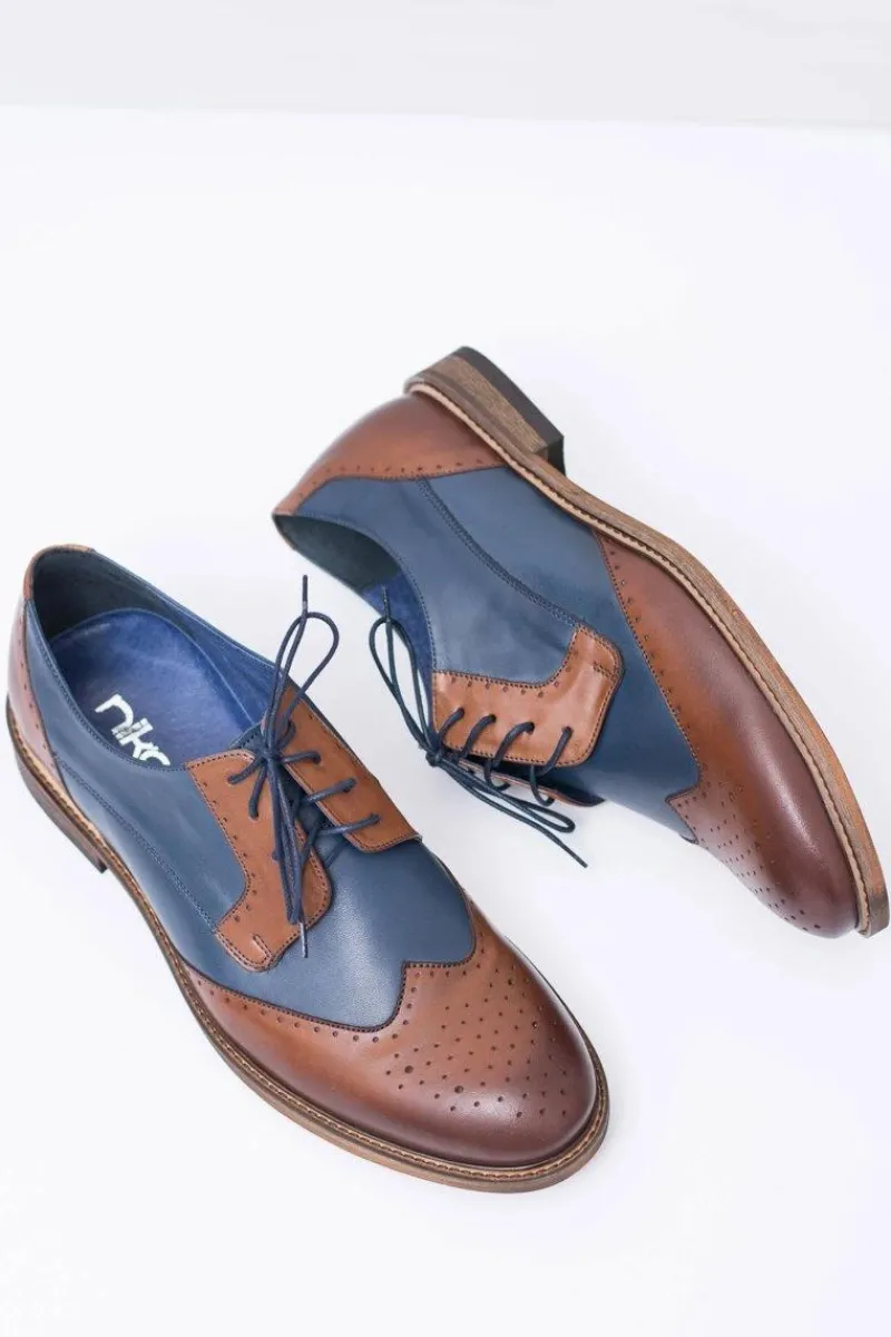 Boto Nikopol Granatowe Skórzane Męskie Eleganckie Półbuty Mortes