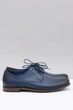 Discount Boto Nikopol Granatowe Skórzane Męskie Półbuty James