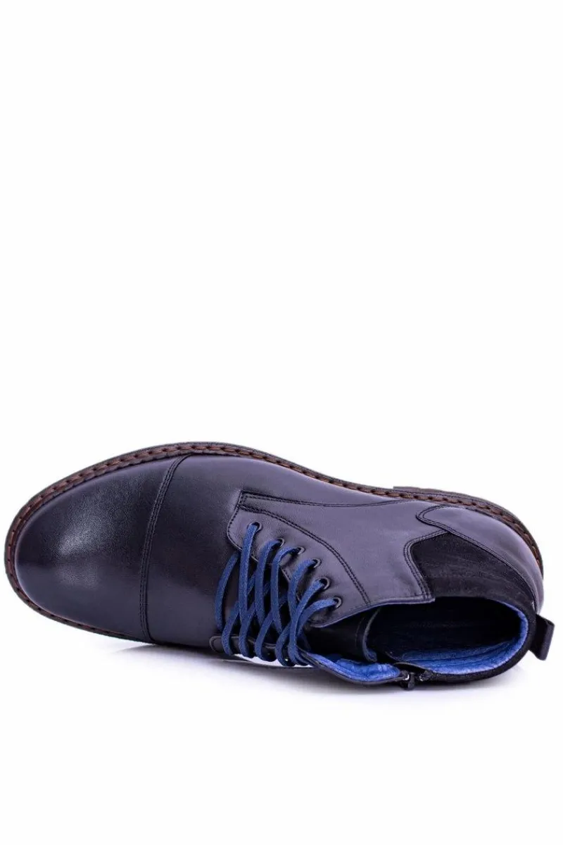 Online Boto Nikopol Skórzane Botki Męskie Czarne Buty Ford