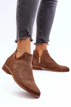 New Niskie Botki Damskie Na Płaskim Obcasie Brązowe Janetris Damskie Botki Wiosenne|Czarne Botki