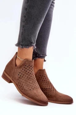 New Niskie Botki Damskie Na Płaskim Obcasie Brązowe Janetris Damskie Botki Wiosenne|Czarne Botki