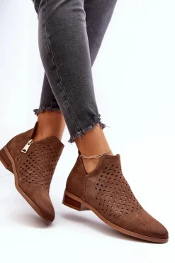 New Niskie Botki Damskie Na Płaskim Obcasie Brązowe Janetris Damskie Botki Wiosenne|Czarne Botki