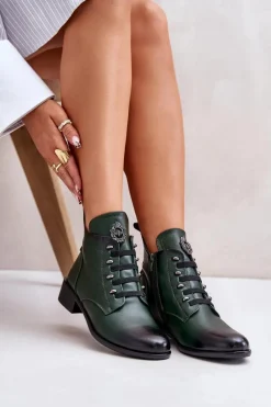 Online Boto Niskie Botki Ocieplane Na Zamek Z Ozdobą Zielone Nevalia Zielony