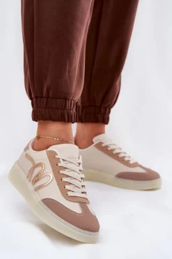 Sneakersy Damskie>Boto Niskie Buty Sportowe Damskie Z Eko Skóry Beżowe Iladira Beżowy