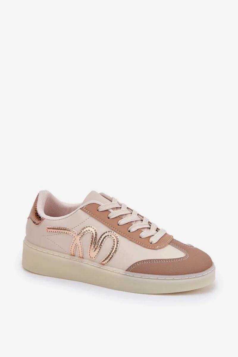 Sneakersy Damskie>Boto Niskie Buty Sportowe Damskie Z Eko Skóry Beżowe Iladira Beżowy