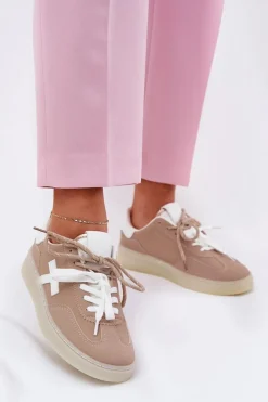 Clearance Boto Niskie Buty Sportowe Damskie Beżowe Zelevelis Beżowy