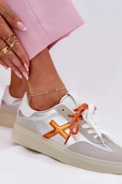 Sneakersy Damskie>Boto Niskie Buty Sportowe Damskie Srebrne Zelevelis Srebrny