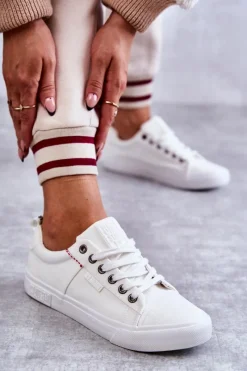 Trampki Damskie Big Star|Trampki Damskie Niskie>Big Star Shoes Niskie Damskie Materiałowe Trampki Big Star KK274003 Białe